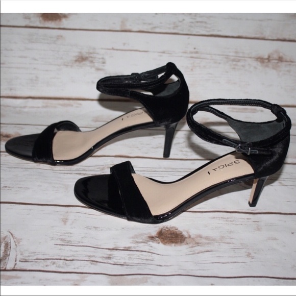 Via Spiga Shoes - Via Spiga Black Velvet Ankle Strap Mid Heel Sandal
